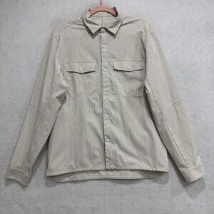 Lululemon Shirt Mens Large White Geometric Long Sleeve Snap Front Pockets Casual